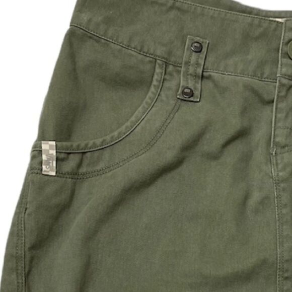 VANS Army Green Drawstring Cinch Embroidered Skull Motif Straight Short Skirt - Picture 6 of 16